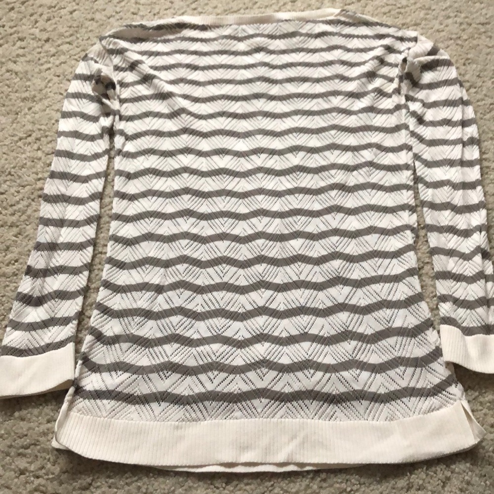 Loft gray and white chevron striped sweater - Picture 2 of 2
